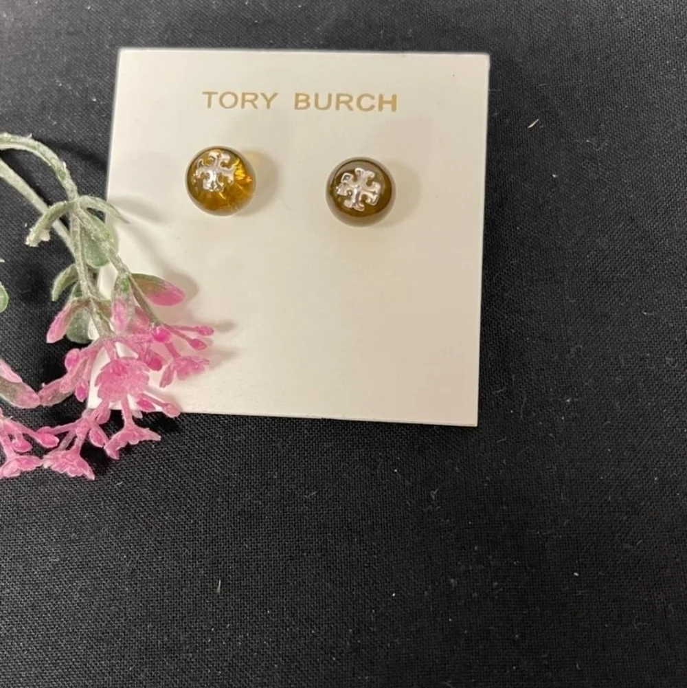 Tory Burch Stacked-T Logo Stud Earrings in Silver